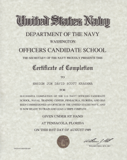 Officers Candidate School Certificate