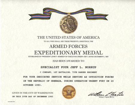 Armed Forces Expeditionary Medal Certificate Cuba, Haiti, El Sovador ...