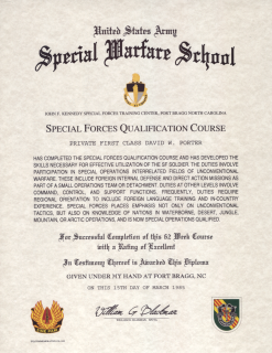 Special Forces Q Course Certificate