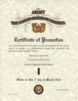army certificates promotion certificate military through